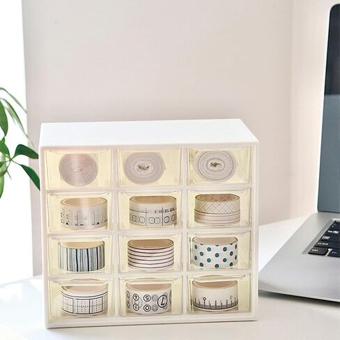 12-compartment plastic desktop drawer storage box, suitable for storing stationery, gemstones, hairpins, rubber bands, contact lenses, etc (White) in Saudi Arabia