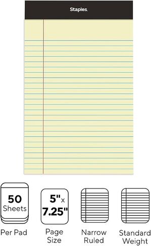 Tru Red Notepad, 5" X 8", Narrow Ruled, White, 50 Sheets/Pad, Dozen Pads/Pack (Tr57338) in Saudi Arabia