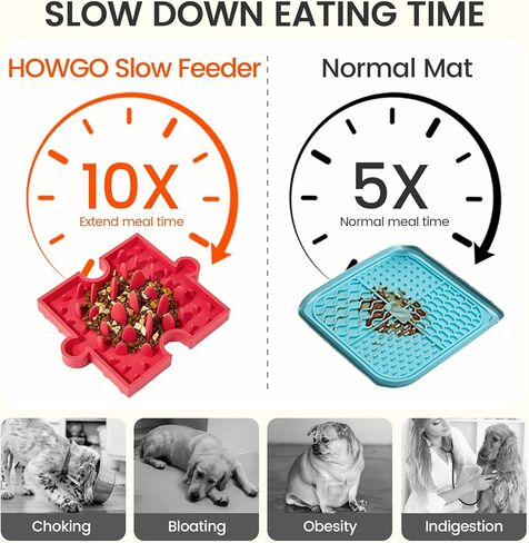 HowGo Puzzle Slow Feeder Lick Mat for Dogs, 38+ Suction Cups | Non-Slip Heavy Duty Maze Enrichment Bowl BPA-Free Silicone | Reduce Boredom Anxiety Free Combination (1PC, Blue) in Kuwait