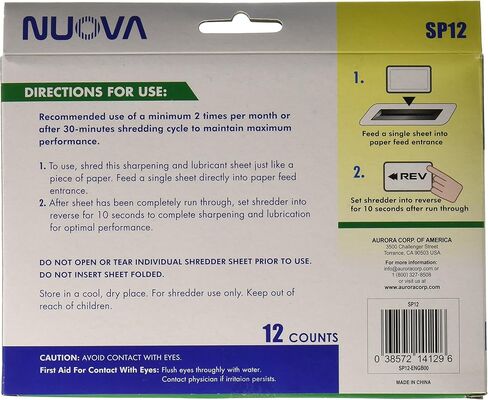 Nuova SP12T Paper Shredder Sharpening & Lubricant Sheets, 12 Count in Saudi Arabia
