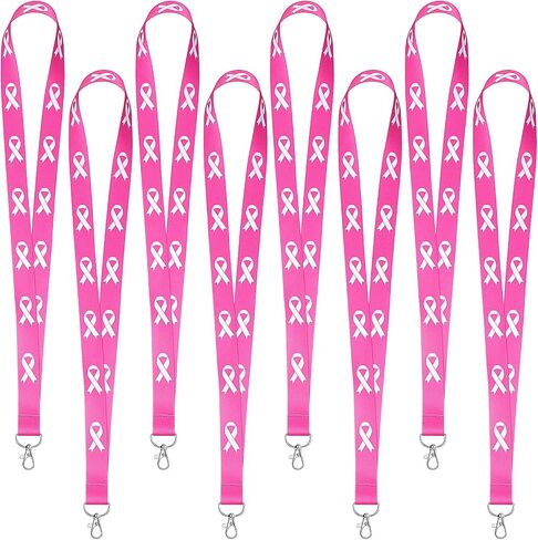 Outus 20 Pieces Breast Cancer Lanyard Pink Ribbon Breast Cancer Awareness Neck Lanyards with Badge Clip for Men Women in Saudi Arabia
