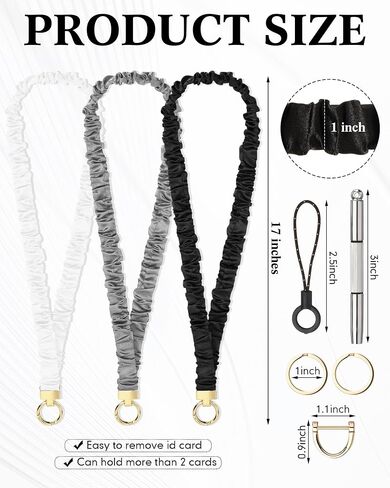 Geyoga 3 PCS Scrunchie Lanyard لشارات الهوية Scrunchy Dearchain مع إغلاق مقطع للمعلم in Saudi Arabia