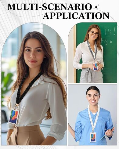 Geyoga 3 PCS Scrunchie Lanyard لشارات الهوية Scrunchy Dearchain مع إغلاق مقطع للمعلم in Saudi Arabia