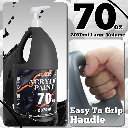 Paint Acrylic Paint 70 أوقية ، Paint Acrylic Paint White for Multi Surface ، لوازم الطلاء الفنية الغنية للفنانين والمبتدئين مع المضخة ، الفرشاة (2070 مل ، 0.55 جالون) in Kuwait