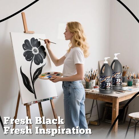 Paint Acrylic Paint 70 أوقية ، Paint Acrylic Paint White for Multi Surface ، لوازم الطلاء الفنية الغنية للفنانين والمبتدئين مع المضخة ، الفرشاة (2070 مل ، 0.55 جالون) in Kuwait