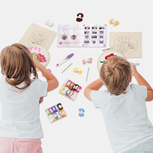 ojustbeok 1 Set Punch Needle Embroidery Starter Kits Includes Punching Needling Fabric with Pattern, Yarns, Embroidery Hoops, Sewing Needles, Instruction for Adults Beginner DIY Handmade Crafts Gifts in Saudi Arabia