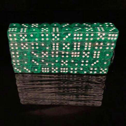 10 Pcs Green 6 Sided Dice D6 Game Transparent Green 19mm + Bag Set Role Playing Dice Table Accessories in Saudi Arabia