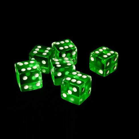 10 Pcs Green 6 Sided Dice D6 Game Transparent Green 19mm + Bag Set Role Playing Dice Table Accessories in Saudi Arabia