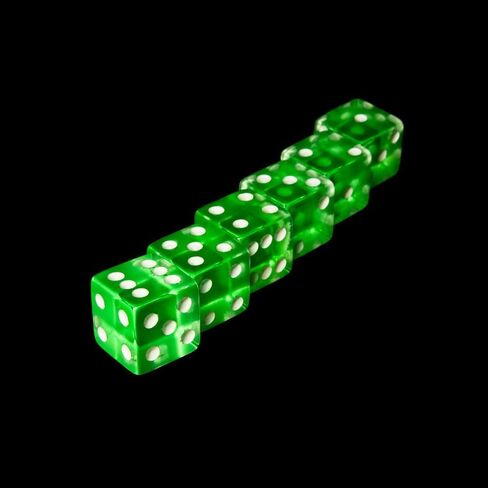 10 Pcs Green 6 Sided Dice D6 Game Transparent Green 19mm + Bag Set Role Playing Dice Table Accessories in Saudi Arabia