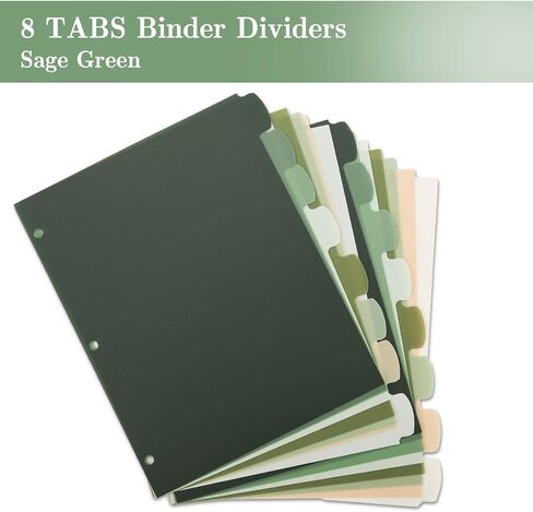Whaline 16 PCS/ 2 SEGE SAGE GREEN 3 RING BINDER DISIDERS COLLUTUL FEXT DISTERES in Kuwait