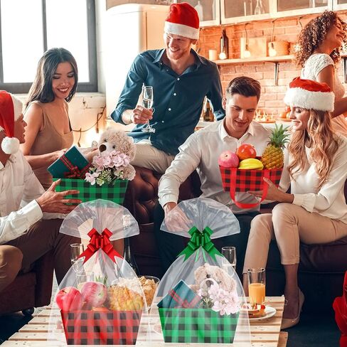 6 Pack Fall Basket for Gifts Empty with Cellophane Bags Pull Bows Fall Maple Leaf Paper Basket Orange Autumn Gift Box for Autumn Thanksgiving Party Favors, 9.8 x 6.5 Inch in Saudi Arabia