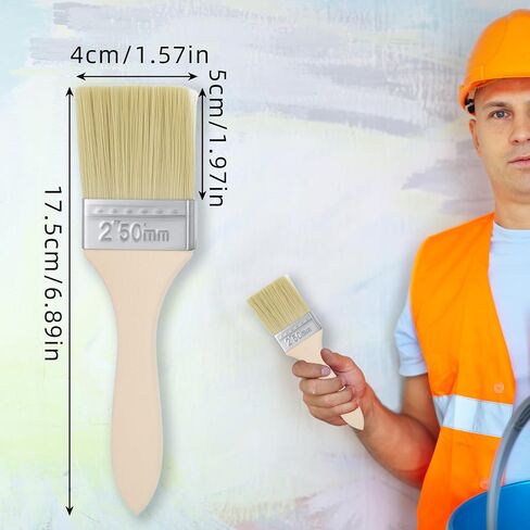 100 Pack 2 Inch Paint Brush Set, Bulk Bristle Chip Brushes, Paint Brushes for Painting Walls Furniture Wood, Brush for Art Painting Projects - Use for Varnish Glues Stains in Saudi Arabia