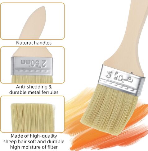 100 Pack 2 Inch Paint Brush Set, Bulk Bristle Chip Brushes, Paint Brushes for Painting Walls Furniture Wood, Brush for Art Painting Projects - Use for Varnish Glues Stains in Saudi Arabia
