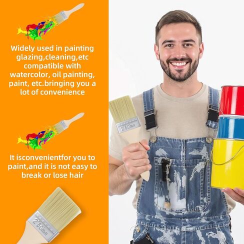 100 Pack 2 Inch Paint Brush Set, Bulk Bristle Chip Brushes, Paint Brushes for Painting Walls Furniture Wood, Brush for Art Painting Projects - Use for Varnish Glues Stains in Saudi Arabia