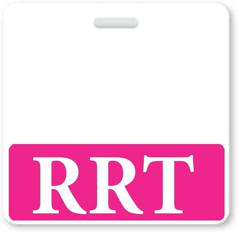 RRT BADGE Buddy - أفقي - رفاق شارة الشقوق للمعالجين المسجلين في الجهاز التنفسي المتسابطة المقاومة للدموع - بطاقة مزدوجة الجوانب - بطاقة معرف المعرف السريع (1 ، اللون الوردي الساخن) in Saudi Arabia