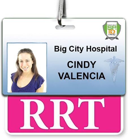 RRT BADGE Buddy - أفقي - رفاق شارة الشقوق للمعالجين المسجلين في الجهاز التنفسي المتسابطة المقاومة للدموع - بطاقة مزدوجة الجوانب - بطاقة معرف المعرف السريع (1 ، اللون الوردي الساخن) in Saudi Arabia