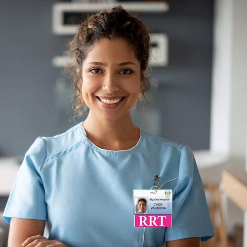 RRT BADGE Buddy - أفقي - رفاق شارة الشقوق للمعالجين المسجلين في الجهاز التنفسي المتسابطة المقاومة للدموع - بطاقة مزدوجة الجوانب - بطاقة معرف المعرف السريع (1 ، اللون الوردي الساخن) in Saudi Arabia