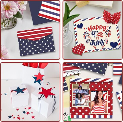 Konsait 36 sheets Patriotic Origami Paper 6x6, Red White and Blue Decorative Cardstock Double Sided Scrapbook Papers Craft Paper Sheets 4th of July Crafts Scrapbook Supplies in Saudi Arabia