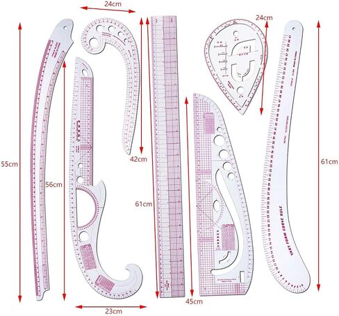 Clothing Pattern Making Ruler Dress Makers Ruler Measuring Tools Bendable Styling Sewing French Curve Ruler Set for Tailors, 6 Pieces in Saudi Arabia