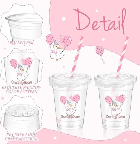 Domensi 50 Pcs Plastic Cups with Lids Straws 12 oz Hallowee Party Clear in Saudi Arabia