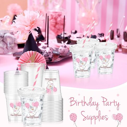 Domensi 50 Pcs Plastic Cups with Lids Straws 12 oz Hallowee Party Clear in Saudi Arabia