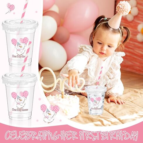 Domensi 50 Pcs Plastic Cups with Lids Straws 12 oz Hallowee Party Clear in Saudi Arabia