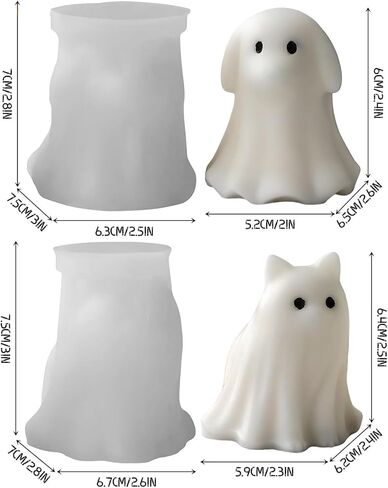 Halloween Animal Ghost Candle Mold, Cat Dog Resin Casting Ghost Silicone Molds, DIY Scented Candle Mold for Halloween Soap Molds (Cat+Dog) in Saudi Arabia