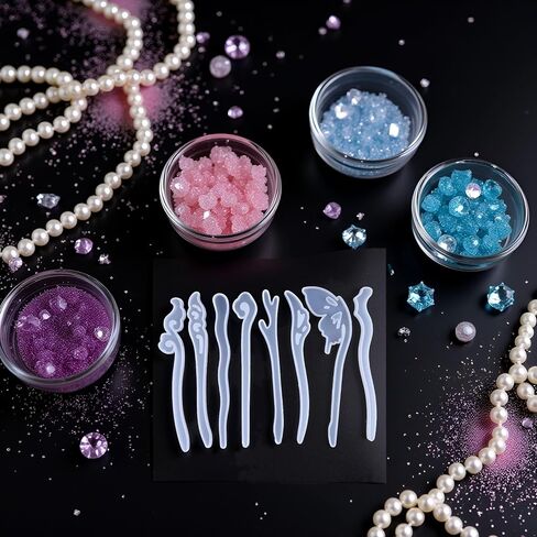 Tustao 5 Pcs White Silicone Resin Hairpins Molds Hair Stick Kit for Jewelry Crafts Making Jewelry Resin Casting Molds,Jewelry Casting Supplies in Saudi Arabia