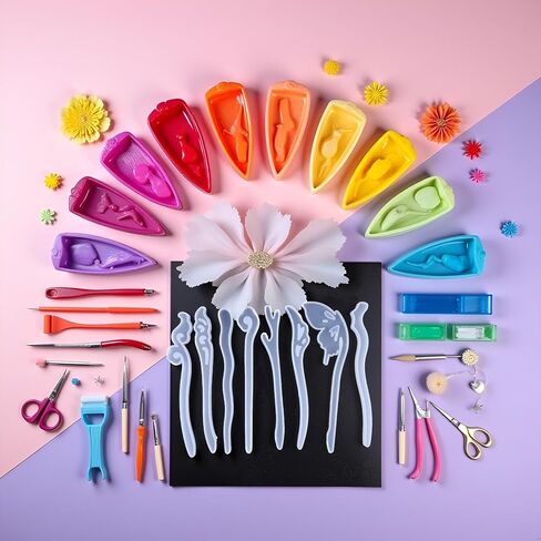 Tustao 5 Pcs White Silicone Resin Hairpins Molds Hair Stick Kit for Jewelry Crafts Making Jewelry Resin Casting Molds,Jewelry Casting Supplies in Saudi Arabia