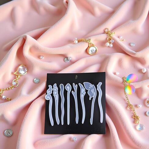 Tustao 5 Pcs White Silicone Resin Hairpins Molds Hair Stick Kit for Jewelry Crafts Making Jewelry Resin Casting Molds,Jewelry Casting Supplies in Saudi Arabia