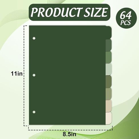 Whaline 16 PCS/ 2 SEGE SAGE GREEN 3 RING BINDER DISIDERS COLLUTUL FEXT DISTERES in Kuwait