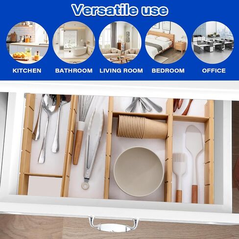 6 Pack Bamboo Drigher Dividers مع 12 إدراج قابلة للتوسيع قابلة للتعديل 17 "إلى 22" منظمي منظمي الدرج للمطبخ ، غرفة النوم ، المنزل ، الملابس ، الخزانة ، المكتب in Saudi Arabia