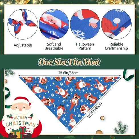 60 PCS Christmas Dog Bandanas Bulk XMAS Cat Cat Pibs قابلة للتعديل الكلب المثلث الألياف الأليف العطلة للحيوانات الأليفة الصغيرة إلى كبيرة للحيوانات الأليفة (نمط سانتا) in Kuwait