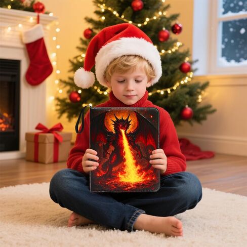 Trading Card Binder 9-Pocket 900 Cards, Premium PU Leather Zippered Album for TCG, MTG, Sports Cards — Fire Dragon Design, Oathfire Collector Edition in Saudi Arabia