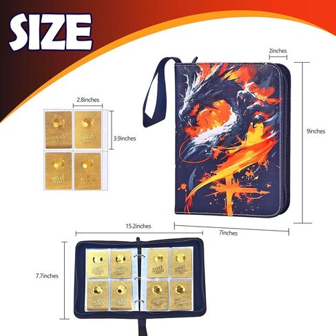 Card Card Binder 9 Pocket مع 50 جيبًا قابلاً للإزالة ، حامل بطاقة 900 جيوب مع حزام Zipper & Wrist ، ألبوم بطاقة للأولاد المراهقين ، TCG ، أنيمي ، اللعبة ، البطاقات الرياضية (Red & Black ، 9-Pocket) in Kuwait