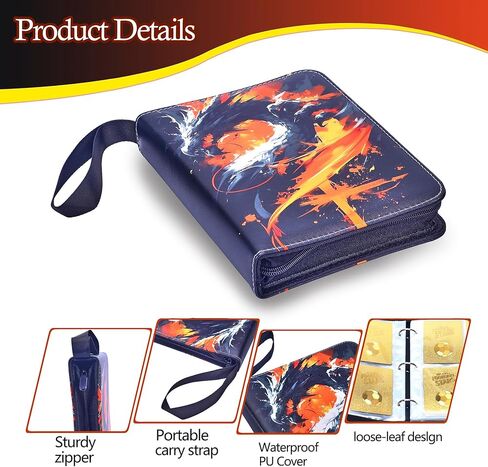 Card Card Binder 9 Pocket مع 50 جيبًا قابلاً للإزالة ، حامل بطاقة 900 جيوب مع حزام Zipper & Wrist ، ألبوم بطاقة للأولاد المراهقين ، TCG ، أنيمي ، اللعبة ، البطاقات الرياضية (Red & Black ، 9-Pocket) in Kuwait