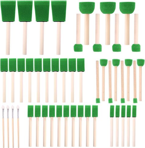 فرش الطلاء الرغوية (48 حزمة) 10 أحجام - اسفنجة الطلاء - فرش الرغوة الممتازة - تشكيلة فرشاة الطلاء الخفيفة الوزن والمتينة (الأزرق) in Kuwait