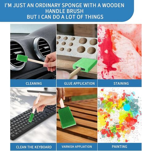 فرش الطلاء الرغوية (48 حزمة) 10 أحجام - اسفنجة الطلاء - فرش الرغوة الممتازة - تشكيلة فرشاة الطلاء الخفيفة الوزن والمتينة (الأزرق) in Kuwait