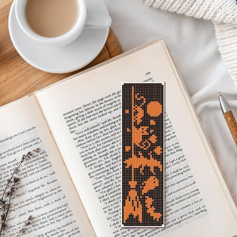 FREEBLOSS 6 Set Halloween Cross Stitch Bookmark Stamped Cross Stitch Kit with Magic Dream Patterns Skeleton Witch Cat Embroidery Kit with Instruction DIY Bookmark Kit for Gift Adults 8.67''x3'' in Saudi Arabia