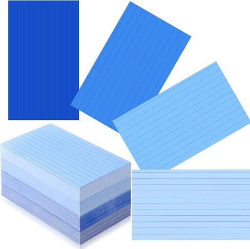 بطاقات الفهرس الأزرق 3x5 ، 400 COUNT BUNT NOTECARDS ، تصطف على البطاقات التعليمية المحددة لدراسة المكتب ، المنزل ، العودة إلى اللوازم المدرسية in Saudi Arabia