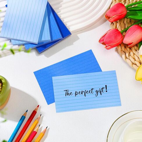 بطاقات الفهرس الأزرق 3x5 ، 400 COUNT BUNT NOTECARDS ، تصطف على البطاقات التعليمية المحددة لدراسة المكتب ، المنزل ، العودة إلى اللوازم المدرسية in Saudi Arabia