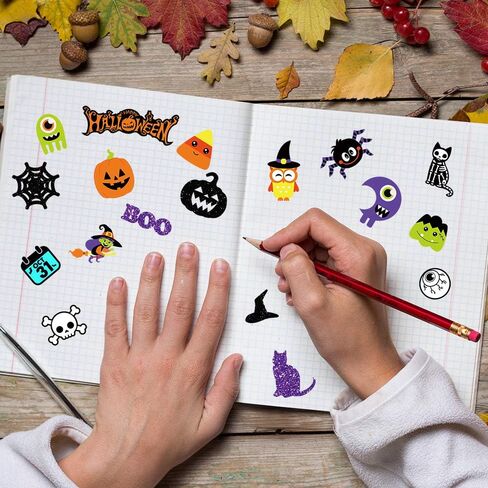 Winlyn 517 Pcs Bulk Foam Halloween Prints Stickers Self-Adhesive Pumpkins Jack-O'-Lantern Ghost Witch Bats Monster Stickers 1" 1.5" 2" Embellishments for Kids Craft Favors Rewards Halloween Decoration in Saudi Arabia