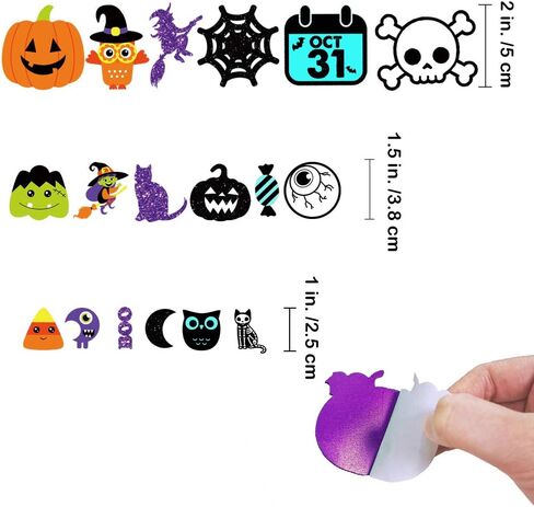 Winlyn 517 Pcs Bulk Foam Halloween Prints Stickers Self-Adhesive Pumpkins Jack-O'-Lantern Ghost Witch Bats Monster Stickers 1" 1.5" 2" Embellishments for Kids Craft Favors Rewards Halloween Decoration in Saudi Arabia