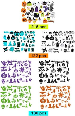 Winlyn 517 Pcs Bulk Foam Halloween Prints Stickers Self-Adhesive Pumpkins Jack-O'-Lantern Ghost Witch Bats Monster Stickers 1" 1.5" 2" Embellishments for Kids Craft Favors Rewards Halloween Decoration in Saudi Arabia