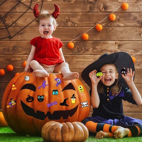 Winlyn 517 Pcs Bulk Foam Halloween Prints Stickers Self-Adhesive Pumpkins Jack-O'-Lantern Ghost Witch Bats Monster Stickers 1" 1.5" 2" Embellishments for Kids Craft Favors Rewards Halloween Decoration in Saudi Arabia