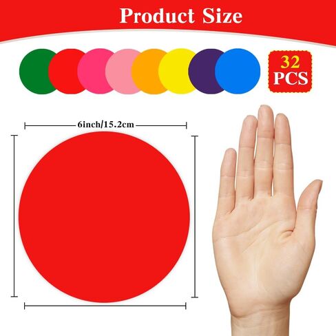 6 Inch Floor Stickers for Classroom, 32 PCS Multicolor Line up Floor Spots Markers, Self Adhesive Vinyl Circle Dots Stickers for Preschool Kindergarten Elementary Classroom Decorations Teachers Supply in Kuwait