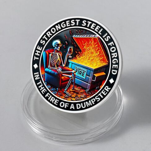 Fire Memento Mori Challenge Coin عملة إلهام فكاهية مع هذا الكلب الرفيع والهيكل العظمي المحمص للمرونة (قطعة واحدة) in Kuwait