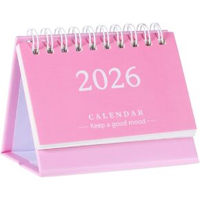 Small Calendar 2025-2026, Pink Mini Desk Calendar Standing Flip Form July 2025 to December 2026, 3.7'' ×3.1'' Thick Paper Desk Calendars for Home, School or Office Supplies in Kuwait