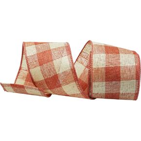 الشريط السلكي ذو اللون الأخضر والبيج المنسوج ، وشريط النسيج المتقلب للحرف DIY ، وأقواس الزهور ، وديكور منزل عيد الميلاد (الأخضر والبيج) in Kuwait