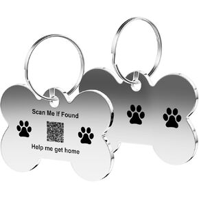 Stainless Steel Pet Tag | Easy-to-use Tag with QR Code | Modifiable Pet Online Profile | Emergency Contacts | No Subscription or Fees | Laser Engraved & Clear | Waterproof & Durable in Kuwait
